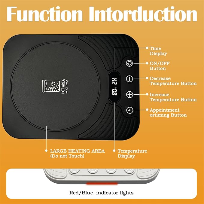 2025 Upgrade Sourdough Starter Warmer,Temperature Control Range 70°F-110°F, Accurate to 1°F, with Timer Switch Function(0-24 hours),Powered by USB.(Black)