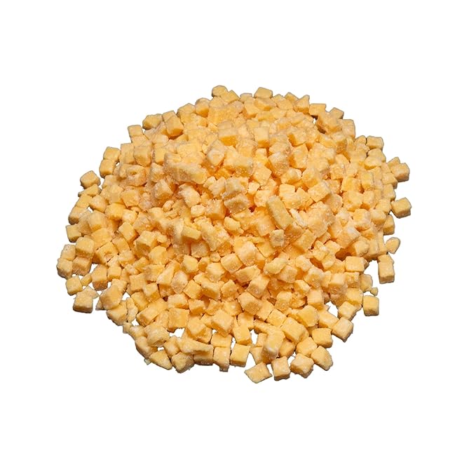 Bearded Butchers High-Temp Cheddar Cheese, Case of 8 (2.5 lb Bags) ??20 lbs Total, Shelf-Stable 1/4-Inch Cubes for Up to 25 lbs of Meat Per Bag, 400째F High-Temperature Cheese ??Perfect for Sausages, Brats, Snack Sticks, Burgers, and More