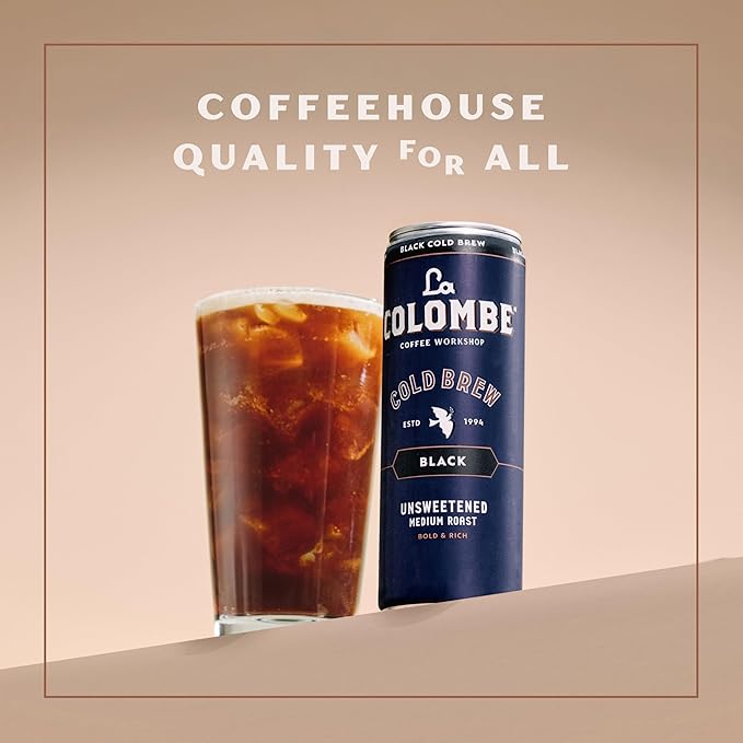 La Colombe Coffee, Cold Brew Black, Unsweetened, 11 fl oz Cans (Pack of 12), Coffeehouse Quality, Natural Sweetness, Specialty Grade Coffee Beans, Ready-to-Drink On-the-Go