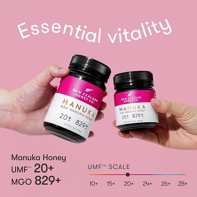 New Zealand Honey Co. Raw Manuka Honey UMF 20+ / MGO 829+ | UMF Certified | 17.6oz | Pure Raw Honey
