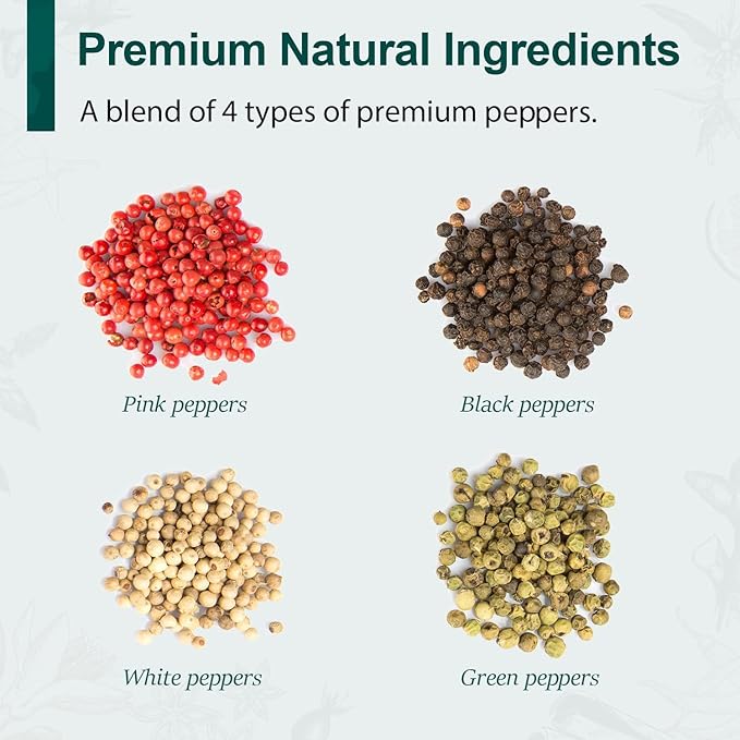 Soeos Rainbow Peppercorns, 16oz (Pack of 2), Non-GMO, Kosher, Packed to Keep Peppers Fresh, Peppercorn for Grinder Refill, Whole Peppercorns