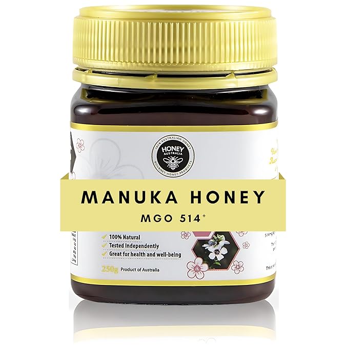 Honey Australia Manuka Honey MGO 514+ | 8.8 oz | Raw, Organic, Pure Certified Australian Honey for Immunity Support & Vitality | Natural Sweetener & Health Boost | Medical Grade, Nutrient-Rich Honey