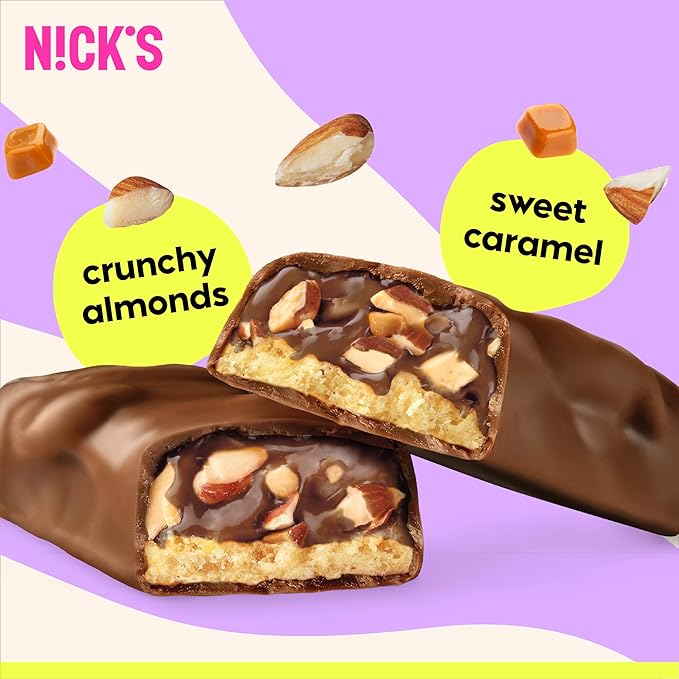 Nick?™s Variety Protein Bars ??24-Count Box |Salty Peanut, Caramel and Almond Chocolate, High Protein, Low Calories, Low Carbs, Keto Friendly, No Added Sugar