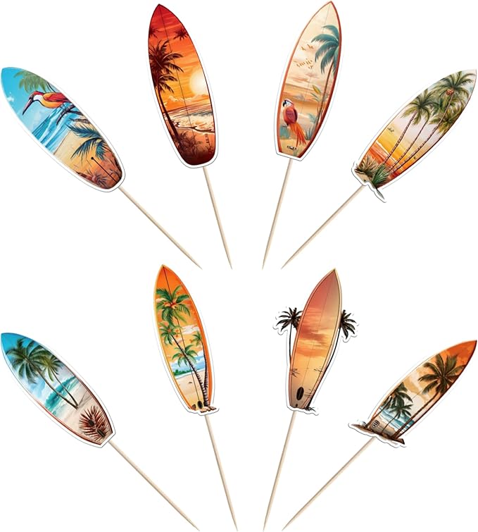 40 Pack Palm Tree Cupcake Toppers Green Palm Tree Coconuts Cupcake Picks for Summer Beach Theme Hawaii Baby Shower Birthday Party Cake Decorations Supplies