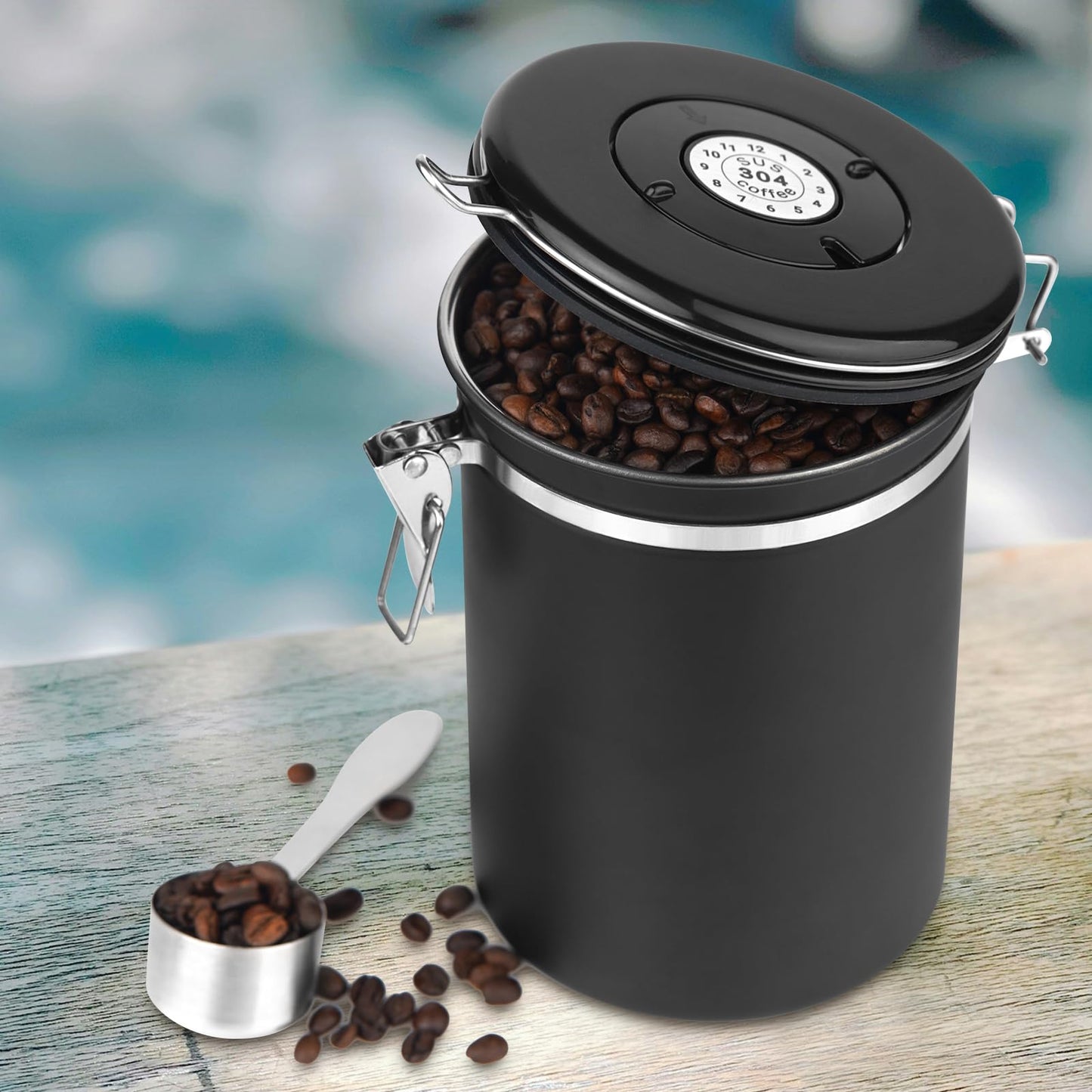 Ohtomber 22oz Stainless Steel Airtight Coffee Canister with Date Tracker
