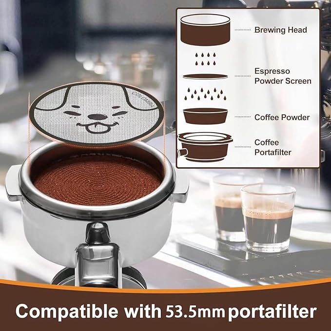 53.5mm Espresso Puck Screen, Lower Shower Screen, Metal Coffee Reusable Filter for 54mm Espresso Portafilter Basket, 1.7 Thickness(Panda)