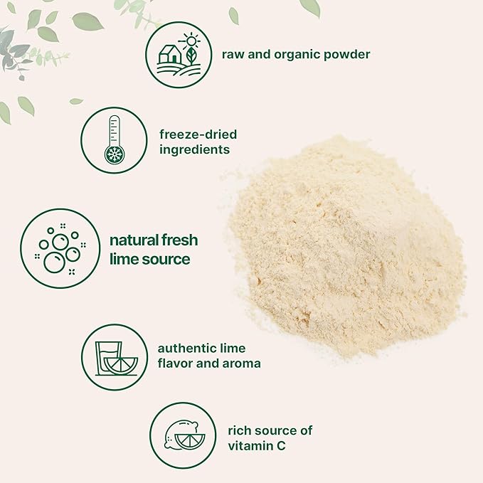Organic Freeze-Dried Lime Powder, 1.5lbs | Raw Lime Juice Flavor, Sugar Free Drink Mix, Rich in Vitamin C | Water Flavor Enhancer, Great for Beverages & Smoothies | Additive Free, Non-GMO