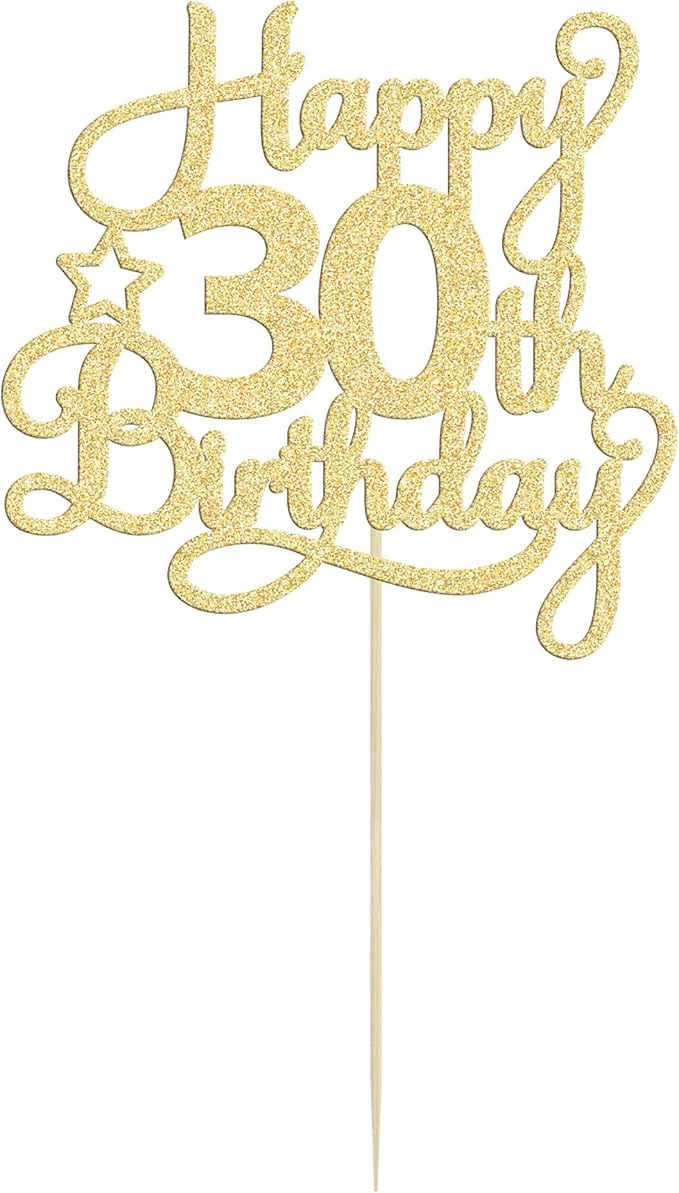 1 Pack Happy 30th Birthday Cake Topper Gold Glitter 30 & Fabulous Cheers to 30 Years Old 30th Birthday Cake Pick for Celebrating 30th Birthday Anniversary Party Cake Decorations Supplies