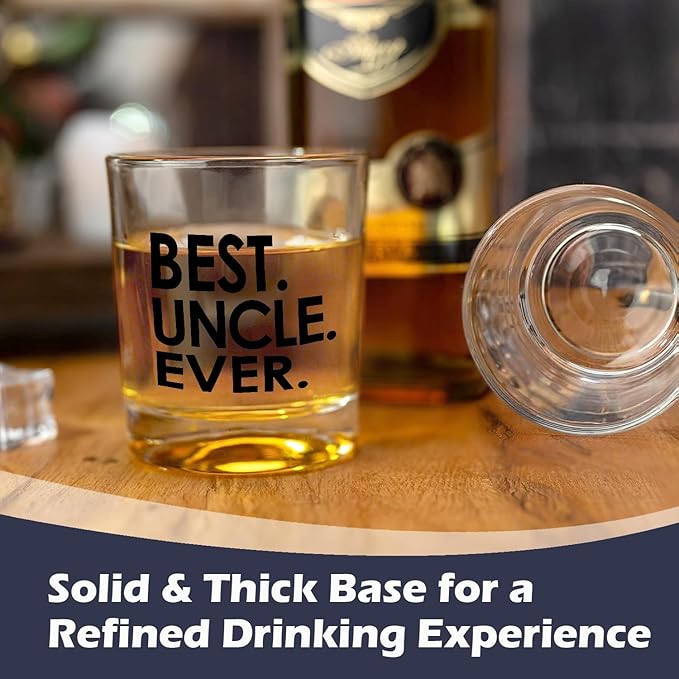 Best Uncle Ever Gifts Whiskey Glasses 10 oz, Uncle Gifts from Niece Nephew, Old Fashioned Rocks Glasses for Men Drinking Scotch Bourbon Cocktail Liquor Vodka