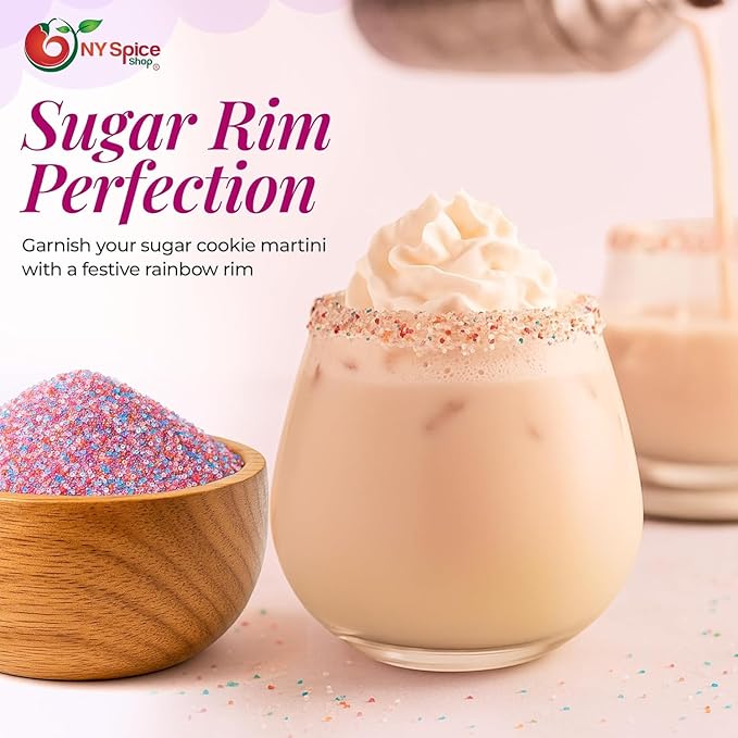 NY Spice Shop Rainbow Sanding Sugar - 4 Ounce Sweet Colorful Edible Sprinkles For Candy Dish - Sugar Sprinkles For Cake Decorating Cookies Basket & Dishes