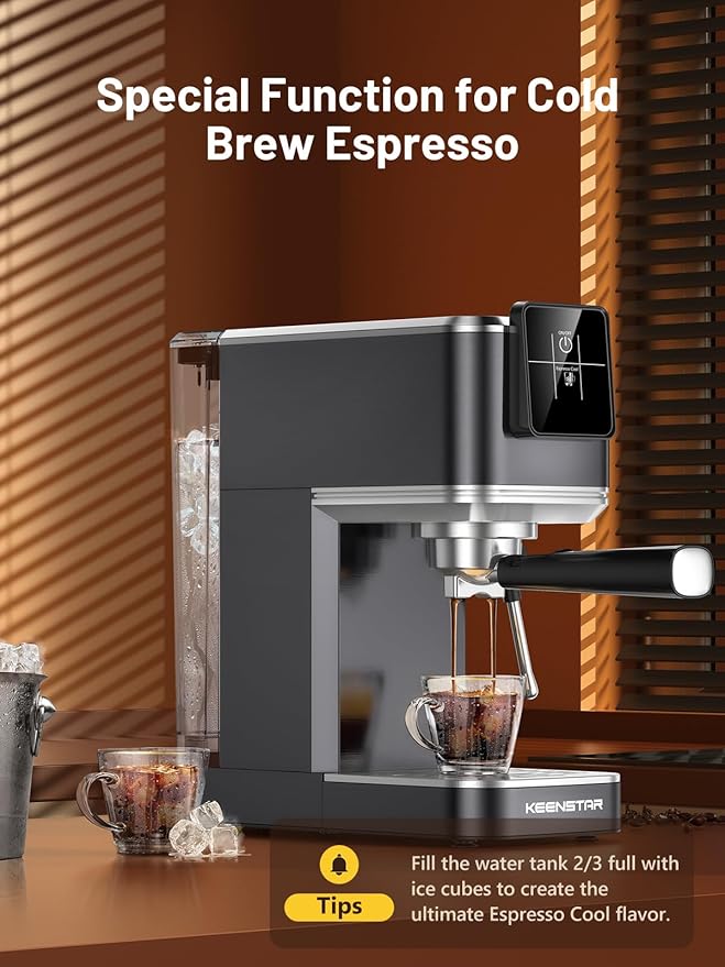 20Bar Espresso Machine with Rapid Cold Brew, Hot & Iced Coffee Machine, Espresso Maker with Milk Frother Steam Wand, Touch Screen with 40oz Water Tank for Latte, Cappuccino, Gift