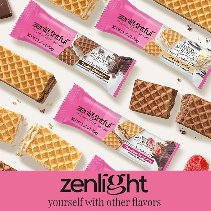 Zenlightful Creamy Vanilla Keto Bars, Low Carb (2 net carbs), Low Sugar (3g), High Fiber, Non-GMO, Vegetarian, Healthy Snacks, Delicious Crunchy Wafer Cookies with Decadent Creamy Filling, 12 Count