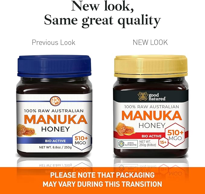 Good Natured Manuka Honey (MGO 510+) - High Grade Raw Manuka Honey Medical Grade, Non-GMO, Lab-Tested & AMHA Certified, BPA-free, 8.8 oz