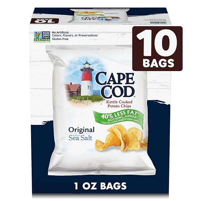 Cape Cod Potato Chips Original Less Fat, 1 Oz, 10 Ct (Pack of 2)