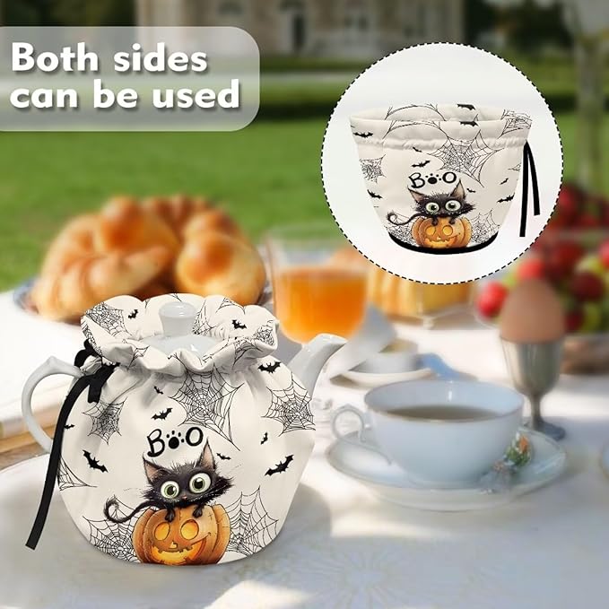 Boo Tea Cozy for Teapot Insulated Pumpkin Tea Pot Cozy for Keeping Warm Breakfast Warmer Pumpkins Teapot Insulation Cover for All Saints' Eve Thick Teapot Dust Protector
