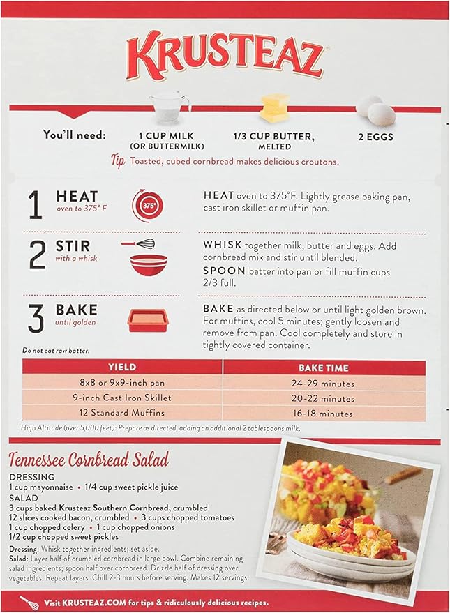 Krusteaz Southern Cornbread & Muffin Mix 11.5 Ounce (Pack of 3)