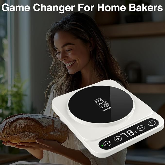 Sourdough Starter Warmer (Jar Not Included)– Precise 1°F Thermostat (70–100°F), Auto Heating On/Off, 12H Timer, Ideal for Consistent Fermentation in Any Kitchen Basic-BLK