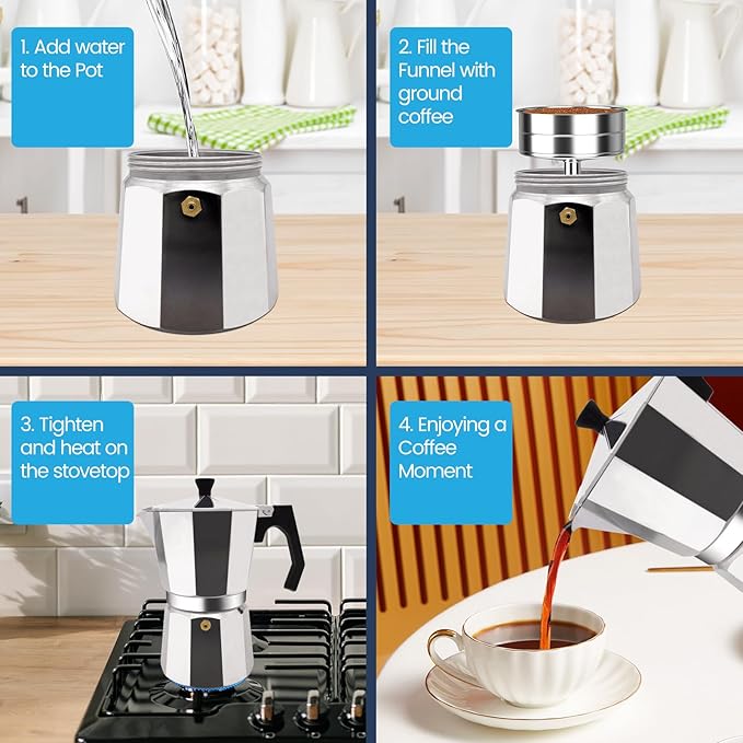 12 Cup Moka Pot Aluminum 600ml Italian Coffee Maker Stovetop Espresso CoffeeMakers Mocha Pot Percolator Greca Coffee Maker for Electric Ceramic Stove Portable for Easy Brewing