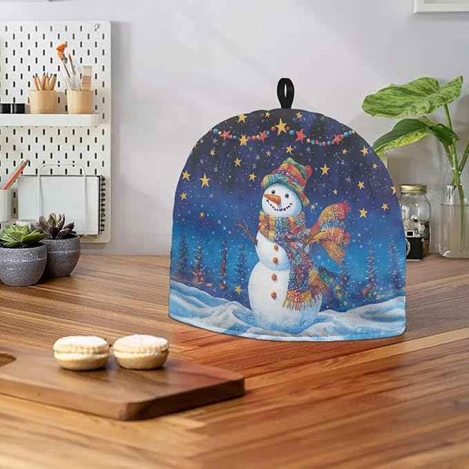 Christmas Snowman Teapot Insulation Cover Small Tea Pot Cover for Keeping Warm Teapot Dust Protector for Kitchen Accessories British Teapot Covers for Gifts Tea Cozies Covers