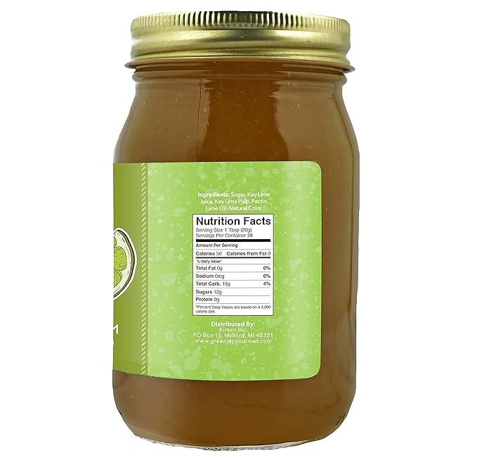 Green Jay Gourmet Key Lime Jam – All-Natural Lime Jam – Key Lime Pie Filling & Dessert Topping – Vegan, Gluten free - Contains No Preservatives or Corn Syrup – USA Made Jelly – 2 x 19 Ounces