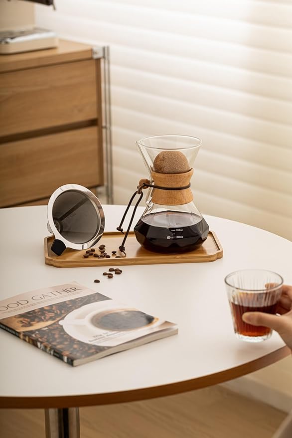 Pour Over Coffee Maker With Wood Sleeve竊?0oz/600mlPour Over Coffee Dripper,Pour Over Coffee Maker Set With Cork Stopper (20oz/600ml)