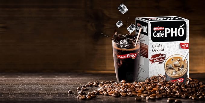 Cafe Pho Vietnamese Instant Coffee Mix, Iced Black Coffee, Cafe Den Da, Single Serve Coffee Packets, Bag of 18 Sachets, Pack of 1