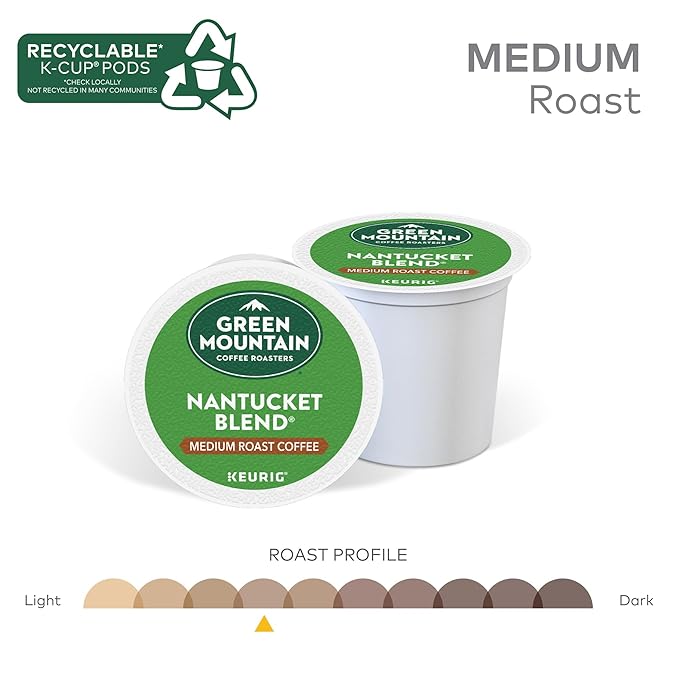 Green Mountain Coffee Roasters Nantucket Blend, Single-Serve Keurig K-Cup Pods, Medium Roast Coffee Pods, 72 Count