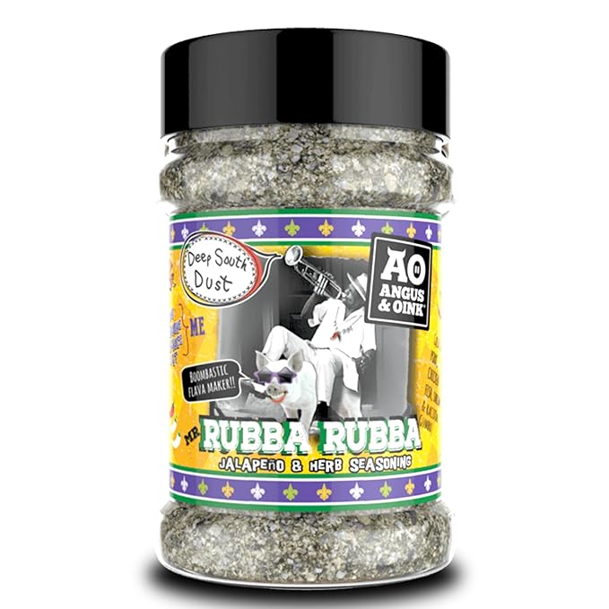 Angus & Oink | Rubba Rubba Jalapeno & Herb Seasoning | Authentic Creole and Cajun Flavours | Perfect for Shrimp, Pork, Fish, & Chicken | 200g