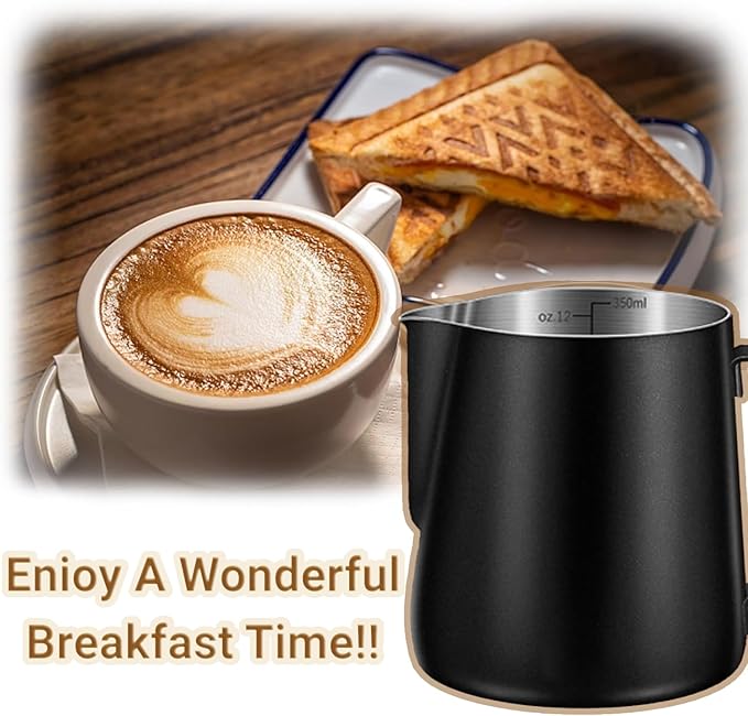 Milk Frothing Pitcher, 350ml/600ml (12oz/20oz) Milk Frother Cup Stainless Steel Jug Steaming Pitcher, Milk Coffee Cappuccino Latte Art Barista Steam Pitchers Milk Jug Cup with Decorating Pen