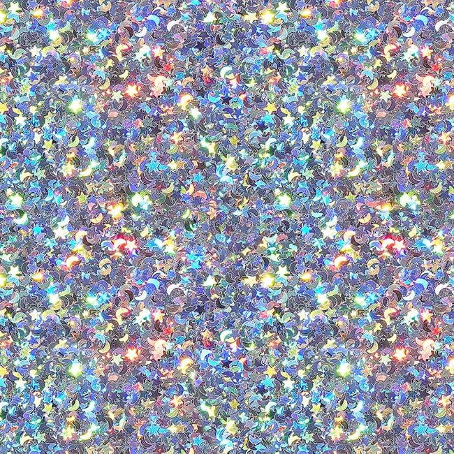 Hemway Premium Glitter Shaker - Silver Holographic Stars & Moons | Shaped Metallic Flake Sequins for Resin & Epoxy Crafts | Craft Supplies for Tumblers, Festival, Eye & Nail Art Decoration | 78 g
