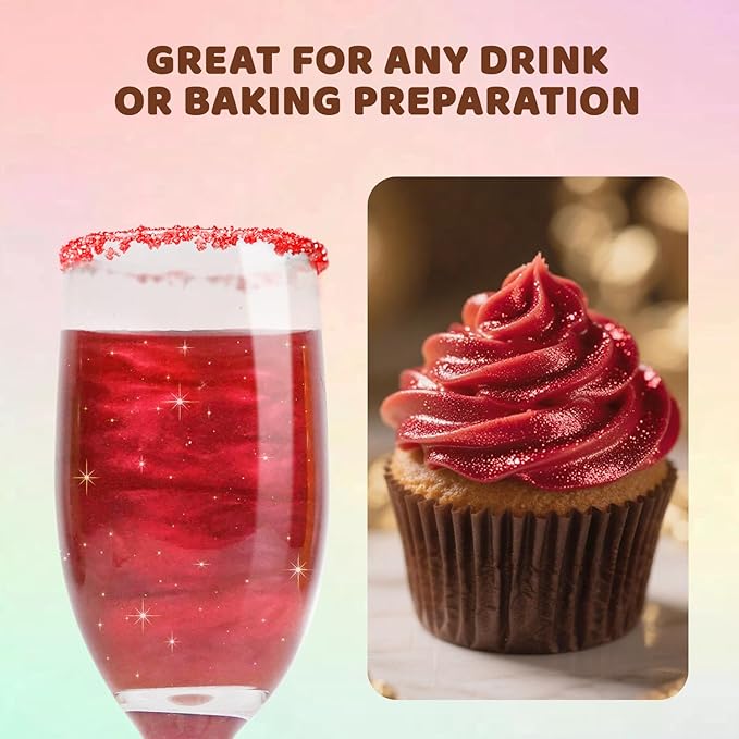 Edible Red Glitter Spray, 5g Shimmer Edible Glitter for Cocktails, Drinks, Cake Decorating, Edible Food Coloring Powder Shimmer Glitter for Chocolate,Strawberry