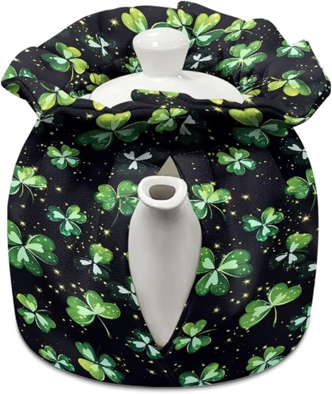 Clover Tea Cosy Cover of Teapots St Patrick Tea Pot Dust Cover with Elastic Band Insulated Kettle Cover Breakfast Warmer for Home Kitchen Decorative Accessories