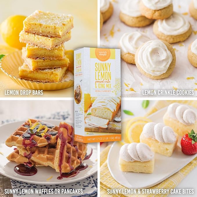 Tastefully Simple Sunny Lemon Pound Cake & Icing Mix - Perfect Pound Cake, Add Fruit for Breakfast Bars -17 oz - (2-Pack)