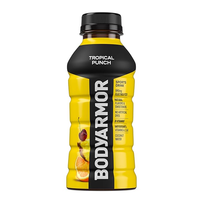 BODYARMOR Sports Drink Sports Beverage, Tropical Punch, Coconut Water Hydration, Natural Flavors With Vitamins, Potassium-Packed Electrolytes, Perfect For Athletes, 12 Fl Oz (Pack of 8)