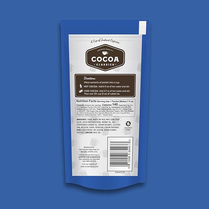 Cocoa Classics Hazelnut Cocoa Mix, Hot Chocolate, Made with Nonfat Milk, Just Add Hot Water, Make Hot or Iced Cocoa, Gluten Free & Kosher Dairy Friendly, 1.25oz Packets (Pack of 36)