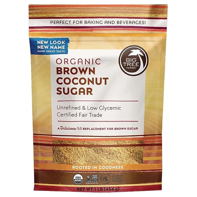 Big Tree Farms Organic Brown Coconut Sugar - Coconut Palm Sugar, Unrefined, Fine Crystals, Cane Sugar Replacement, Coconut Blossom Nectar, Vegan, Perfect for Baking - 2 Pound (Pack of 1)