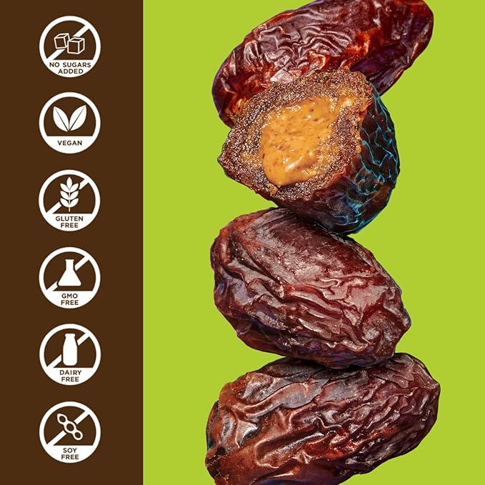 Realsy Filled Medjool Dates, Organic Dates with No Sugar Added, Gluten-Free, Vegan, All Natural Healthy Snack, Single Wrapped (40 ct) (Almond Butter)