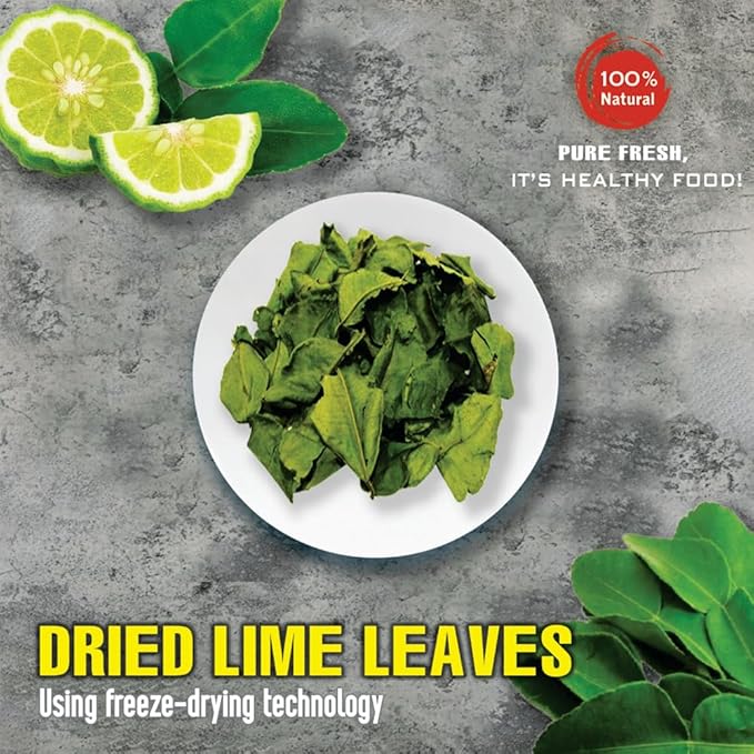 DRIED LIME LEAVES 2.47 Oz (70g) VIETFARMFOOD: Pure, natural freeze-dried spice made from real vegetables and fruits - perfect for enhancing every meal, from cooking, baking, salads, soups, sauces