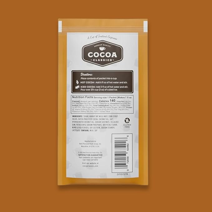 Cocoa Classics Caramel Cocoa Mix Hot Chocolate Made with Nonfat Milk Just Add Hot Water Make Hot or Iced Cocoa Gluten Free & Kosher Dairy Friendly 1.25oz Packets (Pack of 36)