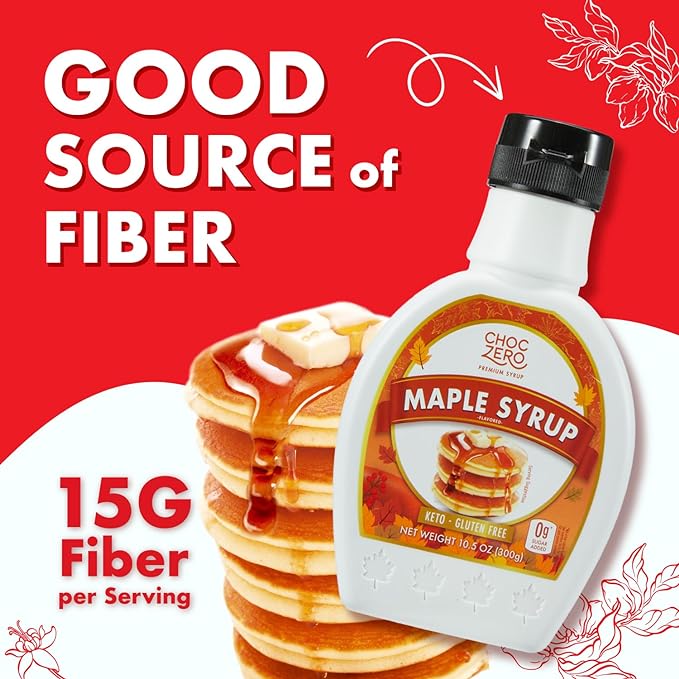 ChocZero Maple Syrup, Sugar Free, Low Carb, Sugar Alcohol Free, Gluten Free, No Preservatives, Non-GMO Dessert and Breakfast Topping Syrup, 10.5oz (Pack of 1)