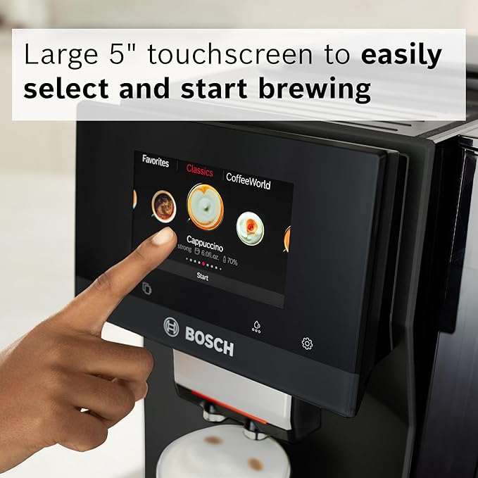 Bosch 800 Series Fully Automatic Espresso and Coffee Machine ??35 Drinks, Cold Brew, Double Cup, Milk Hose, Ceramic Grinder, Smart Features, in Black TPU60309