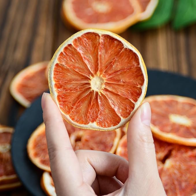 Dried Grapefruit Slices, 3oz/85g,Dehydrated fruit for Cocktails garnish, 100% Natural Fruit No Additives No Sugar Added,For Crafts, Cake Decoration,Garland, Baking