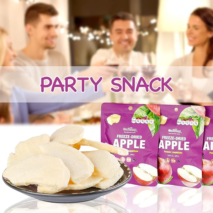 ONETANG Freeze-Dried Fruit Apple Chips, 10 Pack Single-Serve Pack, Non GMO, Kosher, No Add Sugar, Gluten free, Vegan, Holiday Gifts, Healthy Snack 0.35 Ounce
