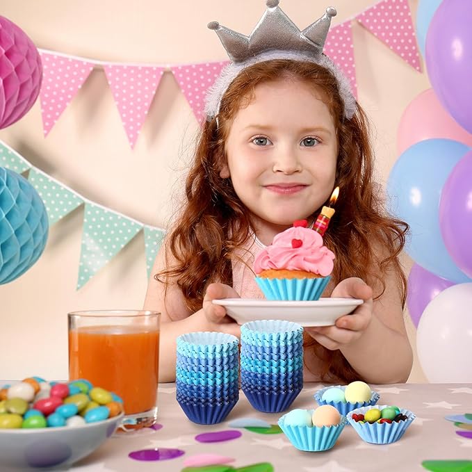 Zonon 1000 Counts Cupcake Liners for Baking Liners Paper Cupcake Wrappers Bulk Cup Cake Cases Muffin Baking Paper Cups for Candy Cooking(Blue,1.18 Inch-Mini Size)