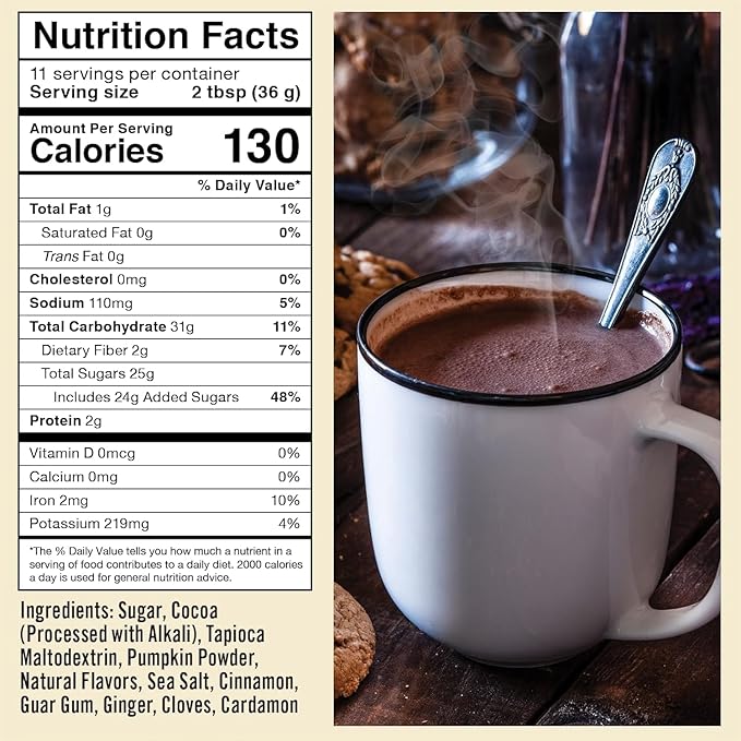 Castle Kitchen Pumpkin Spice Hot Chocolate (2 Pack,14 oz Ea.) - Dairy Free, Vegan Hot Cocoa Mix made With Decadent Dark Chocolate and Natural Flavors - Just Add Water - No Artificial Sweeteners