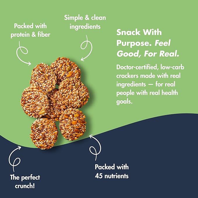 Super Seed Crackers, Gluten Free & Keto Friendly Healthy Snacks, Vegan, Zero Sugar, Paleo & Diabetic Friendly, Nut Free, 20g High Protein, 18g High Fiber, 3.56oz Each, 4-Pack, Variety of Flavors