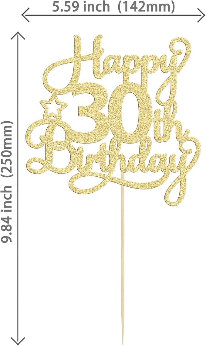 1 Pack Happy 30th Birthday Cake Topper Gold Glitter 30 & Fabulous Cheers to 30 Years Old 30th Birthday Cake Pick for Celebrating 30th Birthday Anniversary Party Cake Decorations Supplies