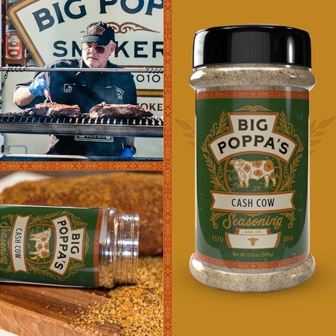 Big Poppa's Cash Cow Seasoning – Unleash the Flavor of Your Beef Recipes with our Mouth-Watering Meat Rub – Use it for Tenderloin, Beefsteak, Brisket and Even Mushrooms! (13 Oz)