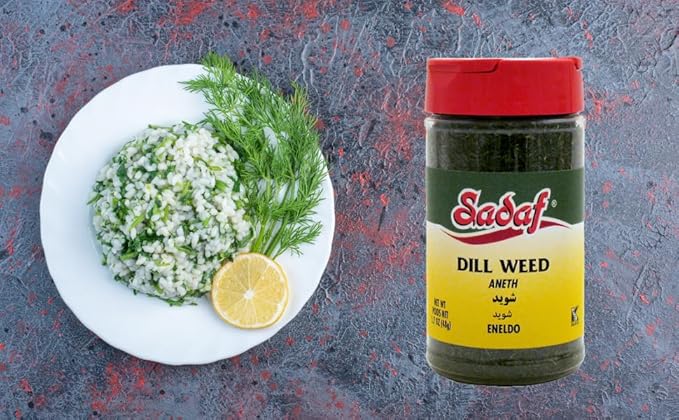 Sadaf Dill Weed - Dried Dill Weed for Food Flavoring & Seasoning - Dry Dill Herb for Pickling - Seasoning & Spices - Kosher & Vegetarian - 1.7 Oz Bottle with Shaker Top