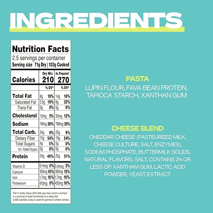 Kaizen High Protein White Cheddar Mac & Cheese - Low Carb, Keto Friendly, High Fiber, Gluten-Free, Non-GMO - 6.4 Ounces (Pack of 3)